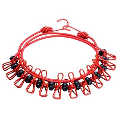 物干しロープ 洗濯ロープ 旅行 12個クリップ付き キャンプ用洗濯干し 防風 弾力 伸縮 携帯便