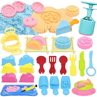 砂遊び シルキーサンド 38PCS お砂場セット 室内で遊べる砂 カラフル 砂粘土 和菓子 ケーキ定