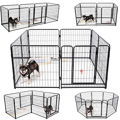 ペットサークル 中大型犬用 スチール製 犬 ケージ 犬用フェンス コンパクト 組立簡単 複数連