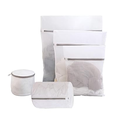 洗濯ネット ランドリーネットバッグ (30cmx40cm 40cmx50cm 50cmx60cm 22cmx35cm 15cmx17cm 5枚入り)ホワイト