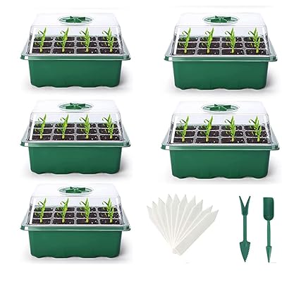 育苗ポット 5個セット 育苗箱 12穴 種子トレイ 発芽育苗セット 種まきハウス 苗箱 種まき器