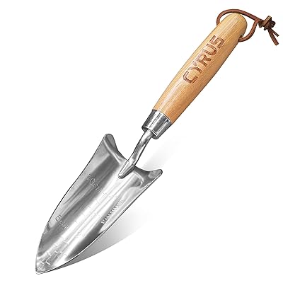 园芸スコップ 植用スコップ 尖った先端のハンドスコップ 幅6.5cm ステンレス製 木製ハンドル