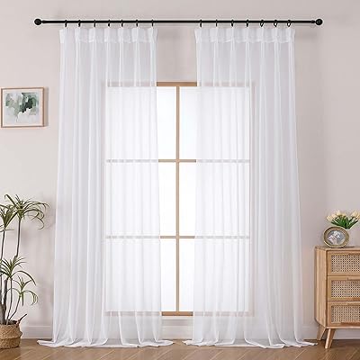 ホワイト レースカーテン 2枚組 幅100×丈244cm 春夏 小窓 外から見えにくい 透けない UVカット