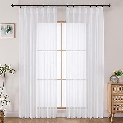 ホワイト レースカーテン 2枚組 幅100×丈213cm 春夏 小窓 外から見えにくい 透けない UVカット