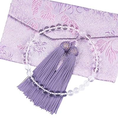 LEOBEE 女性用数珠 数珠 マグネット式数珠袋付き 本水晶 念珠 じゅず 手作り念珠 葬式 葬儀 墓