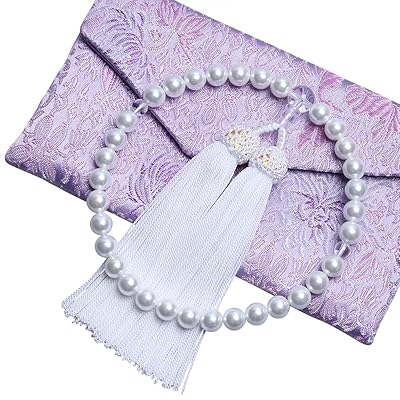 [レオビ-　ストア] LEOBEE 貝パール 女性用数珠 マグネット式数珠袋付き 念珠 じゅず 手作り念