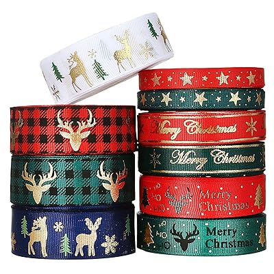 クリスマス リボン ラッピング 10巻き クリスマスツリー 飾り オーナメント デコレーション