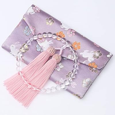 LEOBEE 女性用数珠 本水晶 マグネット式数珠袋付き 念珠 じゅず 葬式 葬儀 法事 念誦 全ての宗