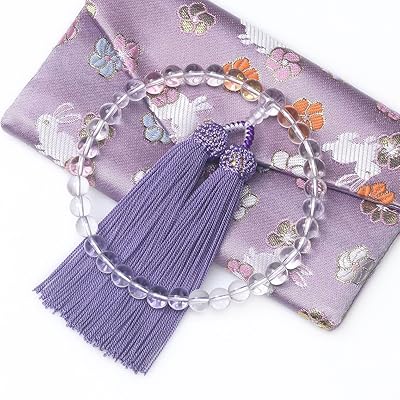 [レオビ-　ストア] LEOBEE 女性用数珠 数珠 本水晶 マグネット式数珠袋付き 念珠 じゅず 手作り