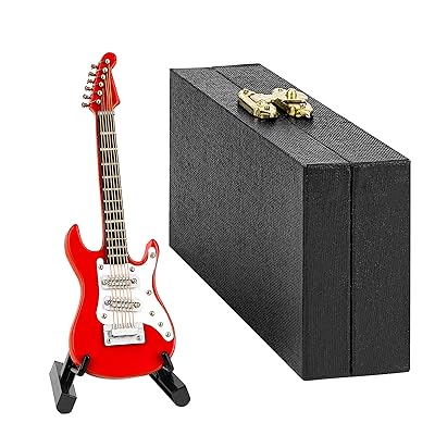 ミニチュアギター スタンドとケース付き、10cm ミニ6弦エレキギター、ホームミュージックス
