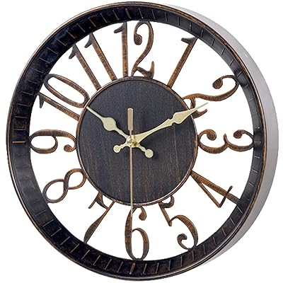 ヴィンテージ壁掛け時計 12インチ ラウンド壁掛け時計 電池式 クォーツ サイレント カチカチ