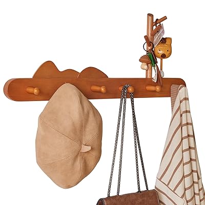 ウォールハンガー 壁掛けフック 天然木製 コート掛け キーフック 幅60高さ23cm カバン掛け 帽