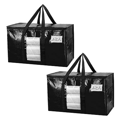 大きいバッグ 布団収納袋 引越しバッグ 収納ケース 特大容量 透明窓 持ち手付き 衣装ケース