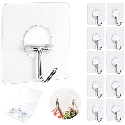 【フック＋保管箱】壁掛けフック 耐荷重10KG 工事不要 透明フック 粘着フック 強力フック 壁