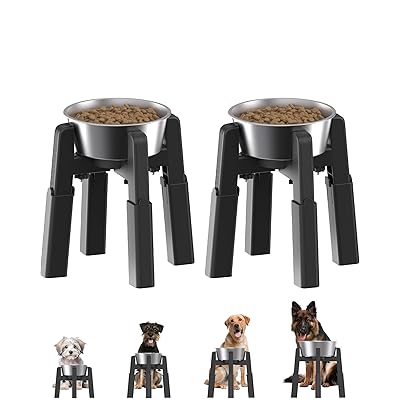 乐天商城 - 2個パック昇降式ペットボウルスタンド 【ステンレスボウル付き】 犬 水飲み フードボウル