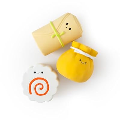 PureNya 犬 おもちゃ 小型犬 噛む 音が鳴る ラテックス トイ かわいい 食べ物モチーフ 3個セッ
