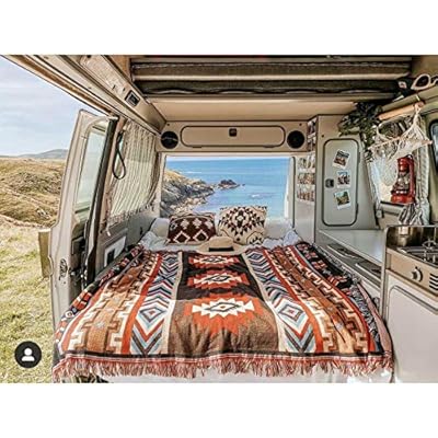 Vanlife アステカ ラグ トライバル レッド ブランケット アウトドア アドベンチャー ボヘミア