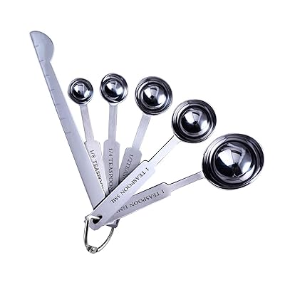 Measuring Spoons - 計量スプーン 6本組 小麦粉計り目盛りスプーン 大さじ小さじ 薄型ヘラ付 ステンレス鋼製調