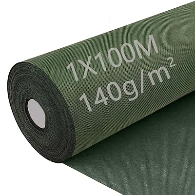 防草シート 1mx100m 140g/m² 高密度 厚手不織布 紫外線劣化防止UV剤入り 高透水性 除草シート ぼうそうシート 雑草防止 固定ピン100本と黒丸100枚付きブランド色グリーンモデル商品説明【商品概要】【丈夫な140g厚手生地】 のぼうそうシートの素材には、紫外線による劣化を防ぐUV耐候剤を配合したプロ仕様のポリプロピレン不織布(140g/m²)を採用。大切な庭の景観を、長期間にわたって雑草の悩みから守ります。1m×100mメートル防草シートの付属品がたっぷり100本の「スチール製U字固定ピン」を標準装備しています。【抜群の遮光性】高品質の耐候性防草シート 不織布は99%以上の日光をほぼ遮蔽し、日光の雑草への到達を最大限に減少させ、光線を遮蔽することで光合成を効果的に遮断し、除草剤を使用できない農地や植栽帯に使用することができる。煩わしい草刈り時間を大幅に削減します。【優れた透水性&通気性】3%親水剤を配合が入るから、目詰まりしにくく水はけが極めて優れています。雨や灌水時には数秒で水が土に浸透し、水たまりや土壌浸食を防ぎます。同時に通気性も確保されているため、作物の根の呼吸を助け、土壌環境を健全に保てます。【適用場所】路肩、畑、菜園、果樹園、花壇、空き地、建物まわり（庭、通路、物干し場、ウッドデッキの下、駐車場(ガレージ)）、墓地(墓石まわり)などでご利用できます。【簡単設置】こちらの防草シートは好きなサイズにカットでき、切断面もほつれにくいので、用途に合った使い方が出来ます。畑やお庭など様々な場所でお使いいただけます。両面使用可能です。【商品説明】【商品詳細】商品種別：園芸用シート商品名：防草シート 1mx100m 140g/m² 高密度 厚手不織布 紫外線劣化防止UV剤入り 高透水性 除草シート ぼうそうシート 雑草防止 固定ピン100本と黒丸100枚付き製造元：商品番号：グリーン1X100m商品内容：グリーン1X100m色：グリーン【当店からの連絡】