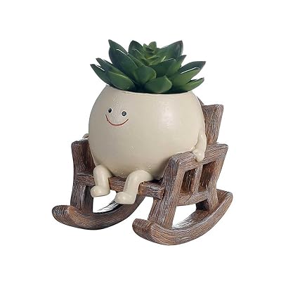 かわいい 笑顔 植木鉢 多肉植物鉢 底穴付き スマイリーロッキングチェア サボテン鉢 樹脂製 プランターポット ミニ植物適用 インテリア オフィス 部屋飾り ガーデニング プレゼントブランド色ロッキングチェア植木鉢モデル商品説明【商品概要】【商品仕様】：セット内容：植木鉢、サイズ：12*11.5*9.5cm。（ご注意: 飾りの植物は含まれませんので、ご了承ください）【かわいいデザイン】: ロッキングチェアに座っている笑顔の子供の形がとてもかわいく、その髪の毛はあなたが植えた植物で、創造的でユニークです。多肉植物の鉢はどんなインテリアの雰囲気にも完璧にマッチします。テーブルの上、窓際、部屋、キッチン、リビングルームなどに置いてください。美しい装飾になり、家族や友人への素晴らしい贈り物にもなります。【素材】: 植木鉢は高品質の樹脂で作られています。強度があり、色褪せや割れが起きにくく、耐久性に優れているので長くご使用いただけます。【排水機能付き】：この植木鉢の底には穴が開いており、余分な水を排出し、多肉植物の土と根を保護します。【適用場合】：多肉植物、サボテン、アロエベラ、ポトス、ツツジ、クチナシ、ヒマワリ、コスモスなどに適しています。玄関、リビングルーム、書斎、ベッドルーム、窓、フラワーショップ、レストラン、カフェ、ホテルなどにおすすめです。【商品説明】商品の説明 スタイル：示されているように。 ご注意： 1.ご注文の前にサイズ情報を再確認してください。製品についてご不明な点がございましたら、どうぞお気軽にお問い合わせください。24時間以内にご連絡いたします。 2.写真は光やディスプレイの関係で実物と多少異なる所がございます。色合いにこだわる方は注文する前によく確認してください。 製品が含まれます： 植木鉢【商品詳細】商品種別：鉢商品名：かわいい 笑顔 植木鉢 多肉植物鉢 底穴付き スマイリーロッキングチェア サボテン鉢 樹脂製 プランターポット ミニ植物適用 インテリア オフィス 部屋飾り ガーデニング プレゼント製造元：FEIWUKEJI商品番号：BYU商品内容：12*11.5*9.5cm色：ロッキングチェア植木鉢【当店からの連絡】