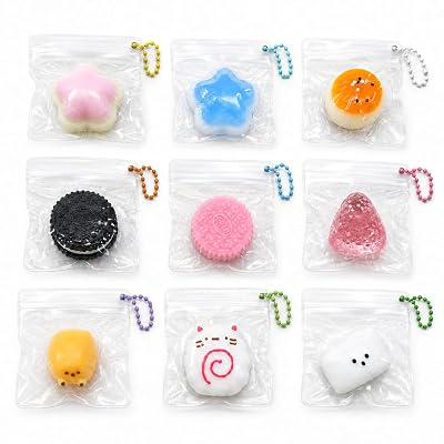 ミニ スクイーズ キーホルダー 9個セット Aタイプ 握る玩具 ストレス解消グッズ ぷにぷに 柔らかい シリコン製 ボールチェーン付き チャーム 暇つぶし 感覚おもちゃ 子供 大人 プレゼント nextmart-10405114 NEXTMART パッケージ画像