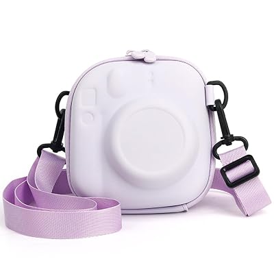 富士フィルム Instax カメラ用 保護バッグ ショルダーストラップ付きカメラバッグ、防塵・防水カメラ収納バッグ、持ち運び可能なカメラショルダーバッグ (パープル)