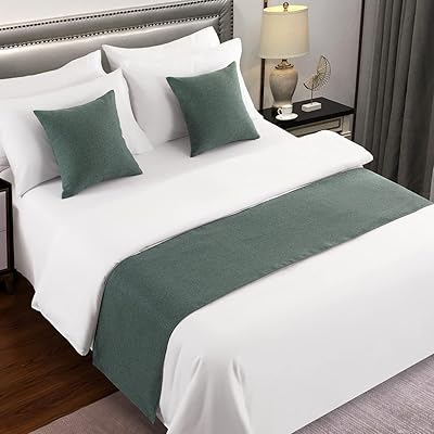 ベッドランナー、ホームホテル用イミテーションリネン装飾ベッドスカーフ (枕カバーは別売