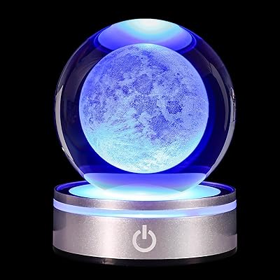 3D 月の水晶球、夜ライト多色刷りの装飾的なランプ、科学天文学の宇宙趣味、ボーイフレン