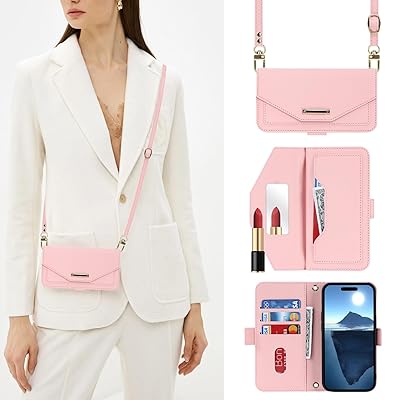 対応 iphone 16 plus ケース 手帳型 ショルダー 鏡 あいふおん16プラスケース ストラップ付き ミ