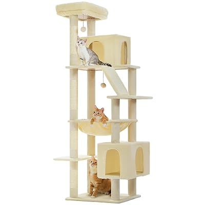 乐天商城 - キャットタワー 大型猫用 スリム 多頭飼い 猫タワー 据え置き 猫 爪研ぎ 麻紐 ハンモック 猫
