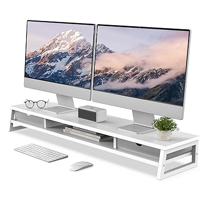 モニター台 卓上 デスクシェルフ モニタースタンド パソコン台 引き出し付き2段 木製 幅108cm