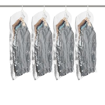 圧縮袋 吊るせる 衣類圧縮袋 4枚入 吊り下げ 洋服収納 真空バッグ 着物収納 コート ジャケッ