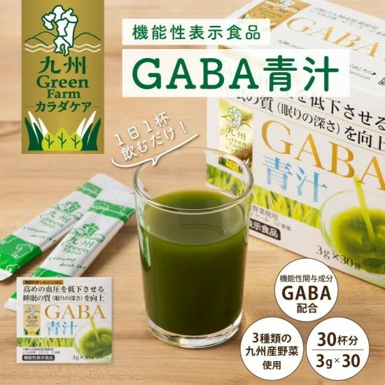 GABA 青汁 3gx30袋 大麦若葉 機能性表示食品 ギャバ 血圧 睡眠 活気 活力 寝不足 ストレス 美容 青汁 個包装 抹茶 青汁 個包装 ケール 桑葉 野菜不足 栄養補助 食物繊維 健康 九州産 国産 国内製造 2