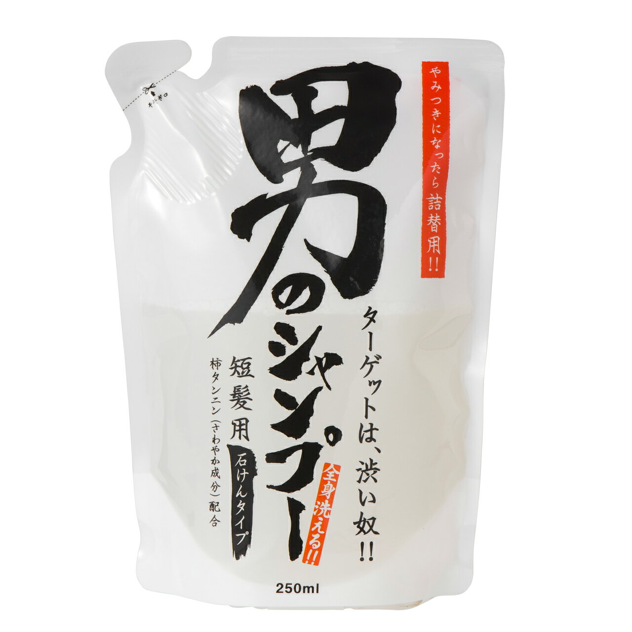 地の塩社 男のシャンプー 250mL 全身洗える男性向けシャンプー 柿タンニン・メントール配合