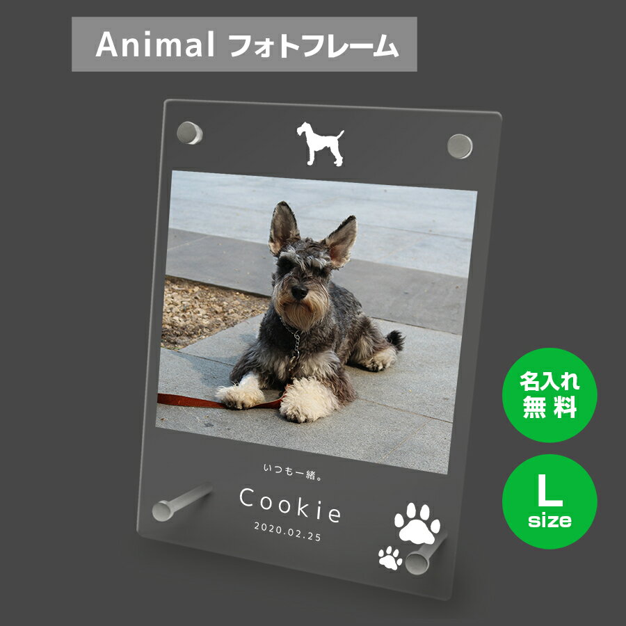 送料無料 フォトフレーム L ペット 犬 いぬ イヌ ミニチュアシュナイザー ペットグッズ 写真立て 写真入れ 写真たて 名入れ 名前入り 文字入れ 仏具 動物 フォトスタンド ペット用品 アクリル ギフト メモリアル フォト フレーム ペットメモリアル 記念品