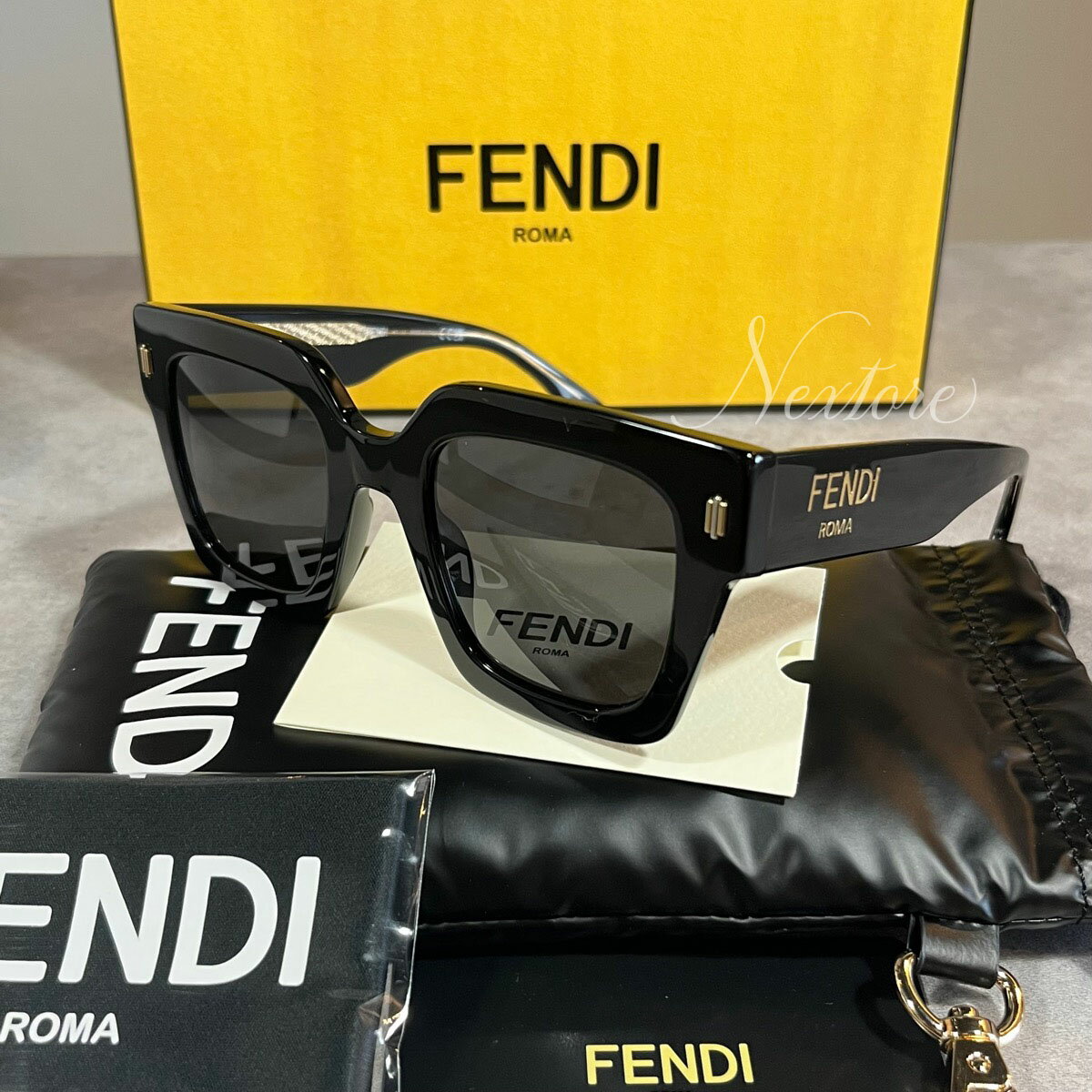 新古品・未使用品 FENDI フェンディ FE40101L 40101 L 01A フルリム スクエア イタリア製 サングラス メガネ 眼鏡 メンズ レディース 普段使い おしゃれ プレゼント ギフト 海外直輸入USED品 【送料無料】 クリスマス