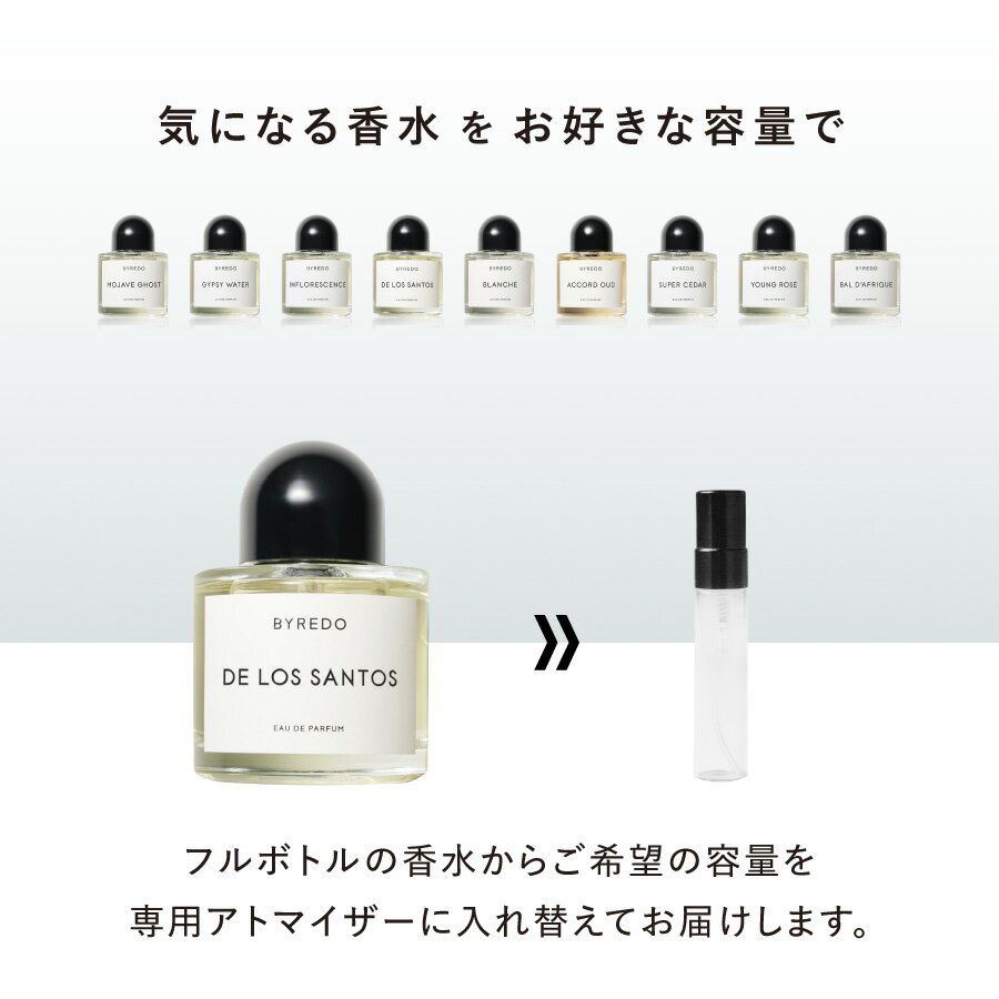 母の日 コスメ お試し 香水 少量 バイレード フレグランス アトマイザー ミニサイズ 3ml 5ml 10ml BYREDO ブランシュ モハーヴェゴースト インフロレッセンス ジプシーウォーター デロスサントス アコードウード ヤングローズ スーパーシダー バルダフリックミニ ギフト 2