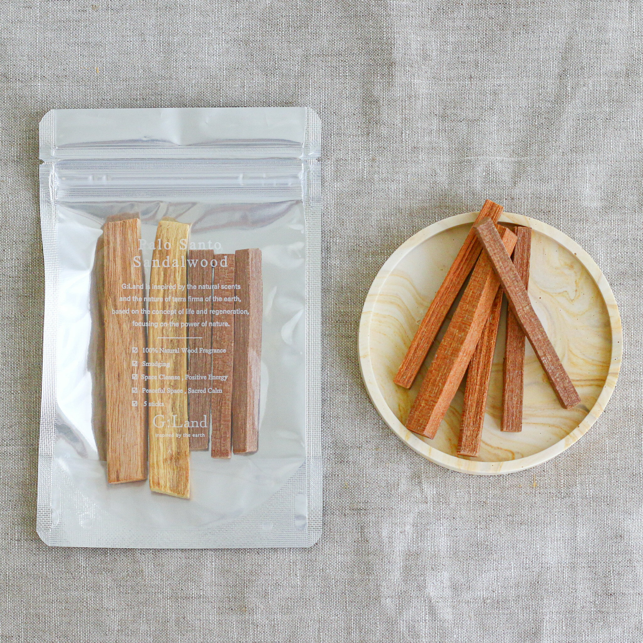 Rakuten - G:Land グランド Palo Santo & Sandalwood Sticks パロサント サンダルウッド 白檀 植物香 リフレッシュ 聖なる木 香木 天然のアロマ アロマ ルームフレグランス 香り リビング 玄関 インテリア 植物アロマ