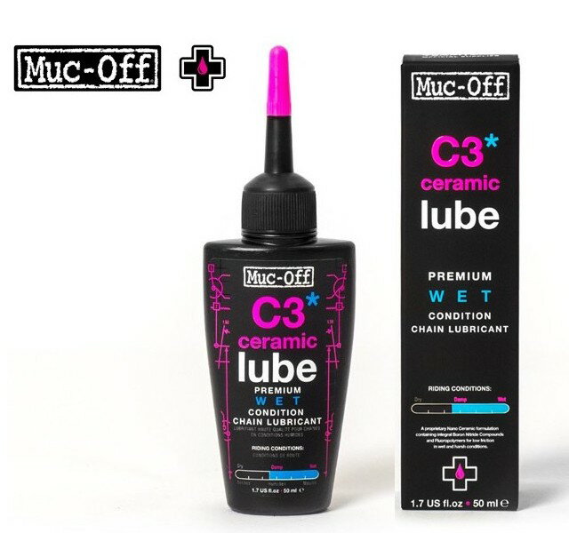 － Muc-Off "C3 WET CERAMIC LUBE" － すべての自転車チェーンに耐久性と長距離性能をもたらす独自のセラミックコーティングを配合したチェーンルブ。 「ウェット」は高湿な環境に適合し、荒天などの過酷なコンディションでもチェーンの性能を発揮できる。 ロード、シクロクロス、MTBに。 使用方法 STEP-1 ご使用前にチェーンを入念に洗浄し、残留した油分をクリーナーなどで取り除いておきます。 　　　　 ※MUC-OFFのクリーナーを是非ご使用ください STEP-2 ドライブチェーンが充分に乾燥していることを確認してから使用してください。 STEP-3 ペダルを逆方向に回転させながら、適量を内側のチェーンリンクに塗布していきます。 STEP-4 付属UVトーチを使用し、ルブの塗布が行き届いていることを確認してください。 STEP-5 余分なルブを慎重に拭き取ってください。 WARNING! ■お子様の手の届かない場所に保管してください。 ■目に入ると、重篤な症状を引き起こす可能性があります。