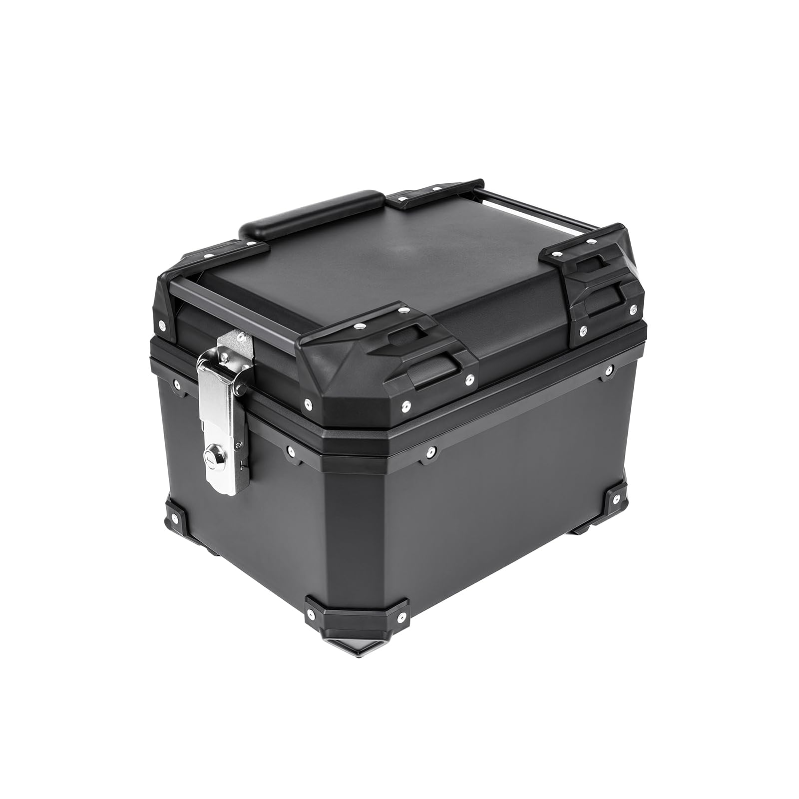 HI-LINE 【蓋左開き】バイク リアボックス 36L 大容量 トップケース ABS 軽量 四角 耐衝撃 バイクボックス 防水 防犯対策 モノキーケース 鍵2本付 汎用 簡単脱着 バックレスト 取付ベース付き ツーリング/通勤/デリバリー等【取り寄せ】