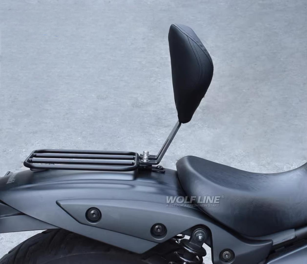 カワサキ エリミネーター 400/SE リアキャリア バックレスト リア キャリア フロント 運転席 背もたれ シーシーバー リアキャリア 背もたれ 増設リアシート ブラック 丈夫 一体感 レザー 疲労軽減 取寄せ