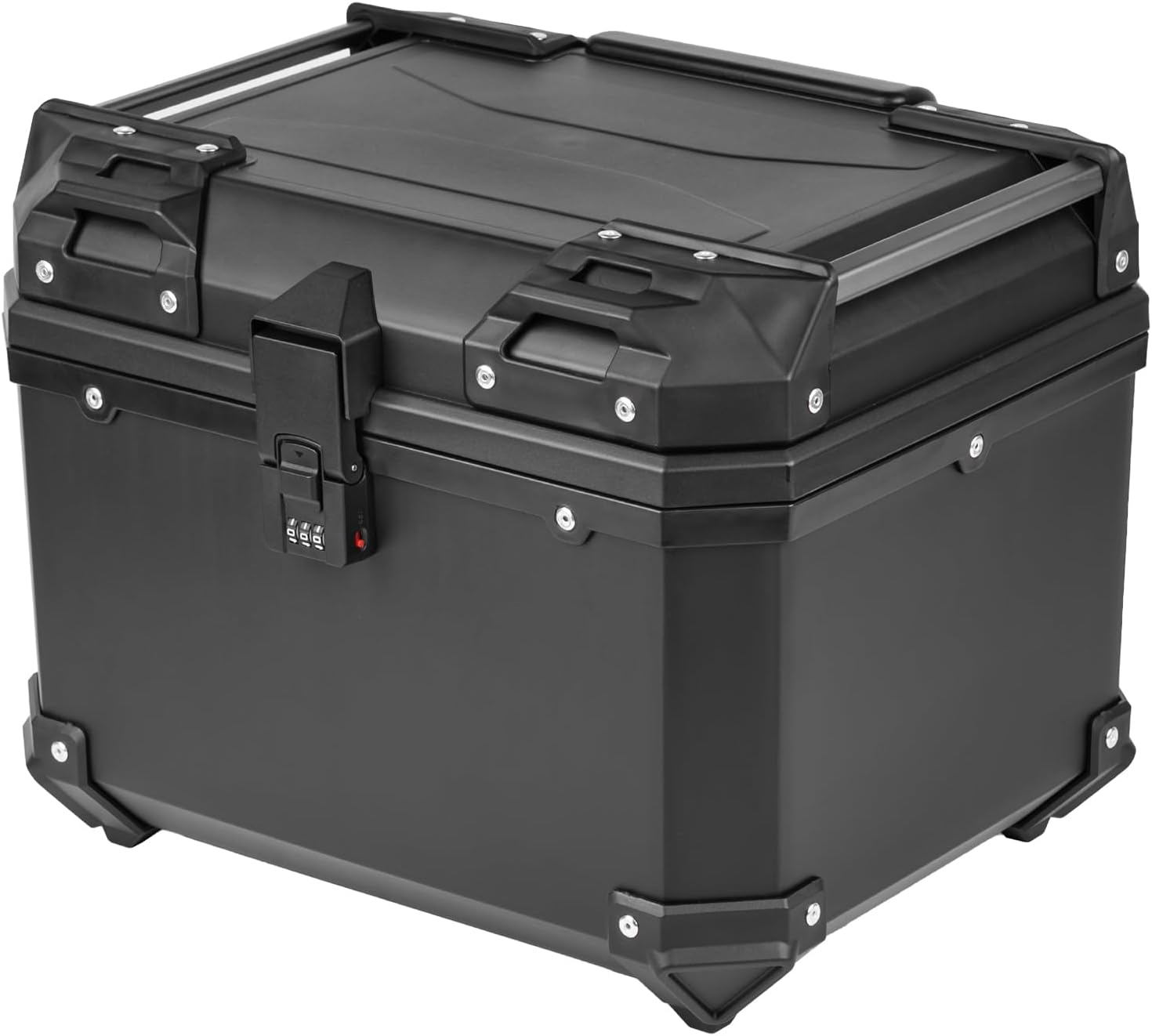 HI-LINE バイク リアボックス 45L ブラック【ダイヤルロック式】 トップケース 汎用 ABS製 防水 防塵 大容量 取付ベース付 バックレスト付き コードロック ロックボックス キー不要 バイクボックス トップボックス 原付/スクーター/カブ対応 簡単取付 取寄せ