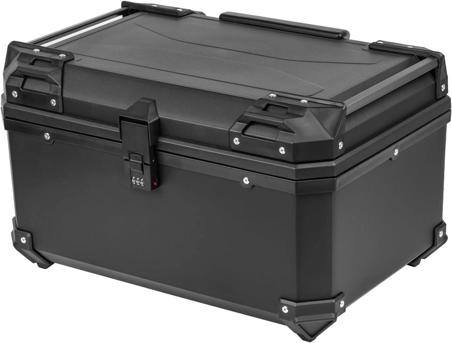 HI-LINE バイク リアボックス 65L ブラック【ダイヤルロック式】 トップケース 汎用 ABS製 防水 防塵 大容量 取付ベース付 バックレスト付き コードロック ロックボックス キー不要 バイクボックス トップボックス 原付/スクーター/カブ対応 簡単取付 取寄せ