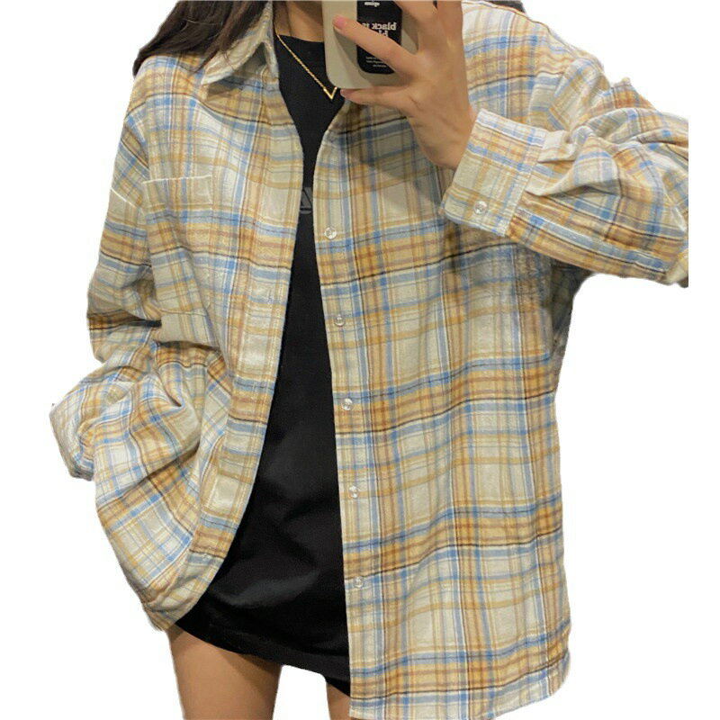 レディース ブラウス シャツ チェック柄 長袖シャツ 春夏秋 日焼け止め服 トップス 着痩せ ジャケット 体型カバー ファッション ゆったり BF風 カジュアル おしゃれ