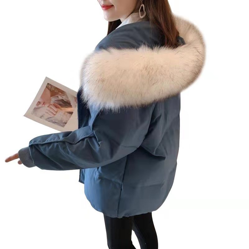 Rakuten - 中綿ジャケット ダウンコート フード付き 厚手 ふんわり レディース 防寒服 ファー付き アウター 暖かい 防風 綿入れ 無地 ゆったり カジュアル オシャレ