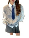 ニットベスト レディース Vネック 学院風 配色ライン スクールベスト 女子 学生 制服 スクールセーター 袖なし 通学用 無地 ゆったり カジュアル Vネックのキレイ色あぜ編みニットベスト "★【高品質な生地】肌触りのいい綿素材で、型崩れしにくく、通気性が良く、肌にやさしく、肌着にしても肌に刺さる感じがない、ロングシーズン着まわせる学生制服ベストです。★【耐久性】滑らかな肌触りの優しいニットウェアですが、毛玉防止効果があります、長持ちするニットウェアです。ブラウスや制服とも相性抜群！ 制服を可愛く着こなせる★【Vネックなデザイン】Vネックのキレイ色あぜ編みニットベスト！シンプルなデザイン、フィット感が癖になる着心地の良いニットを使用したニットベストです。シャツ、スカート、ズボン、コート、ジャケットなどに合わせやすいです。★【四季適用 & 男女兼用】薄すぎず厚すぎずでちょうどよく、冬も春秋も着ることができます。ユニセックスタイプなので、男の子にも使用できます。インナーにはカットソーでもシャツでも合わせやすく。★【用途が広い】洗濯機OK　ネット使用。年齢を選ばず、仕事場の制服・事務服、学生・女子高生の制服にも、普段使いにもお使いいただけるベストとなっております。" 2