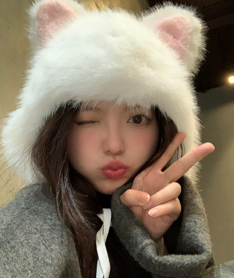 レディース帽子 可愛い フェイクファー帽子 耳あて帽子 ふわモコ 冬 防寒 保温 ぬいぐるみ アニマル帽子 キャップ コスプレ小物 クリスマス ハロウィーン パーティー 着ぐるみ 小顔効果 プレゼント