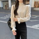 セーター トップス レディース ニット フリル ハーフハイネックフリル ゆったり 柔らかい インナー カットソー 長袖 プルオーバー 重ね着 おしゃれ カジュアル 無地 春秋冬