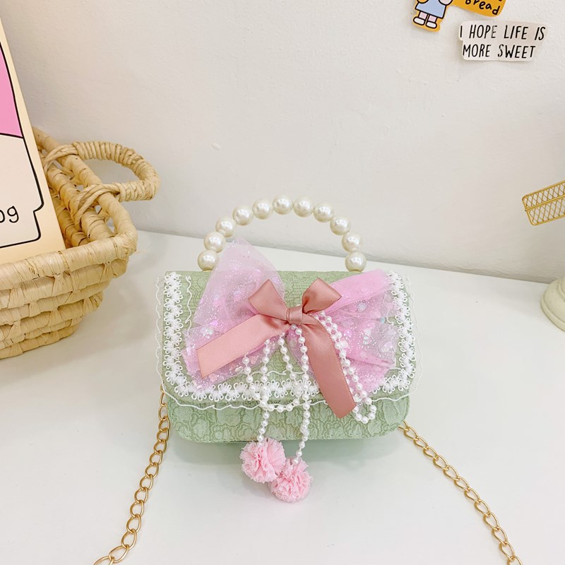 ガールズ リボン 子供バッグ ショルダー ミニ キラキラ 手持ち ショルダー バッグ 真珠 可愛い 斜めが..