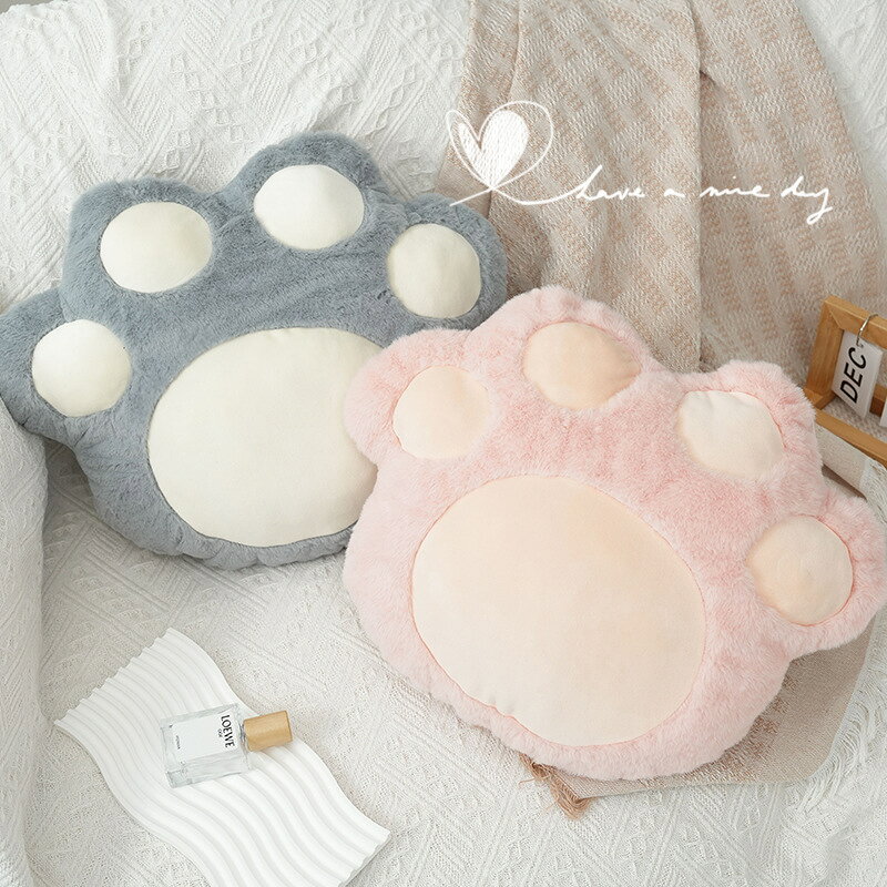 Rakuten - ねこ ぬいぐるみ かわいい 肉球 クッション 猫 ふわふわ 抱き枕 ピンク グレー PPコットン インテリア プレゼント
